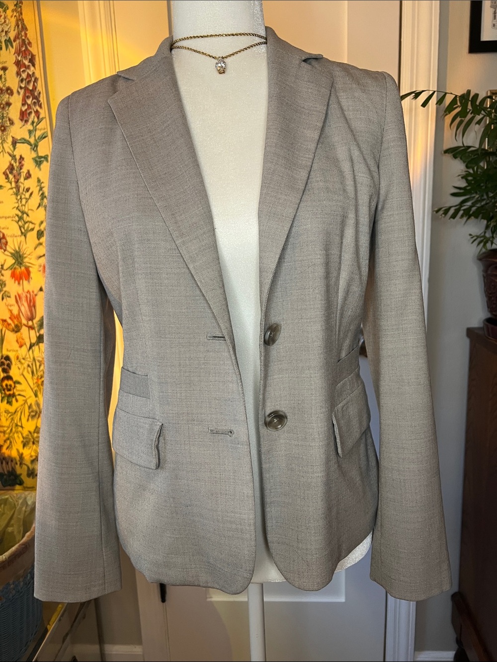 Banana Republic Beige/Taupe Lined Blazer Jacket